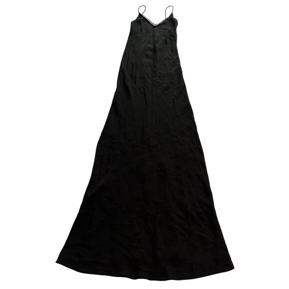 Venroy Lace Trim Silk Open Back Dress in Black - Picture 1 of 5